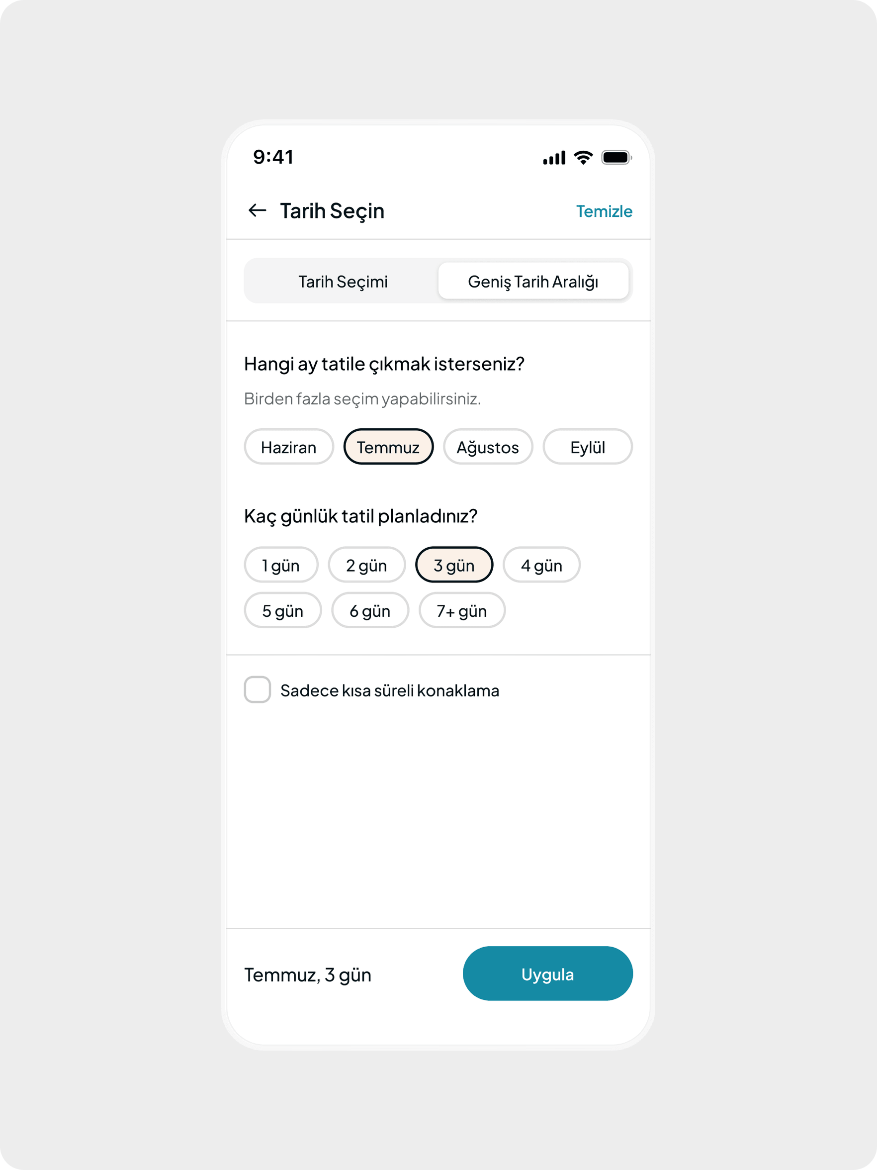 Flexible date range by month and trip length